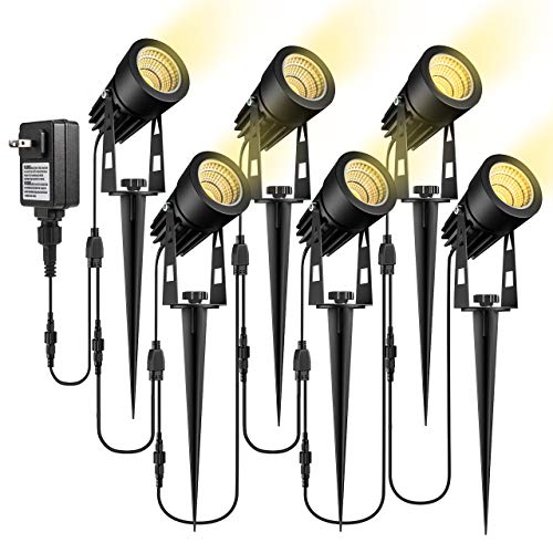 ECOWHO Low Voltage Landscape Lights 12V Outdoor Landscape Lighting LED Spot Lights Plugin Waterproof Garden Lights for Flood Yard Path (Extendable to 8 or 10 Lights Upgrade 6 Pack 689ft 21m) 